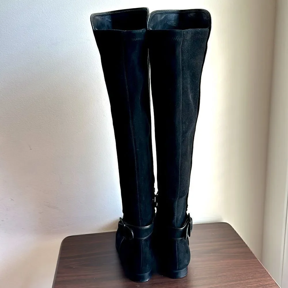 LK Bennett Delila Black Suede Over the Knee Boot Sz 38.5